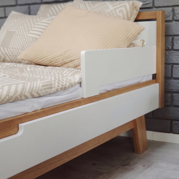Jednolůžková postel Lussi Gekko 190x80. Bílá / Přírodní buk